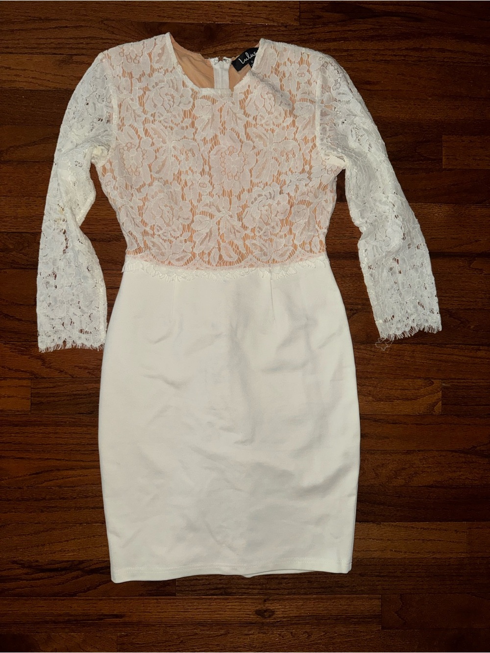 Lulu's White Lace Long Sleeve Sheath Dress